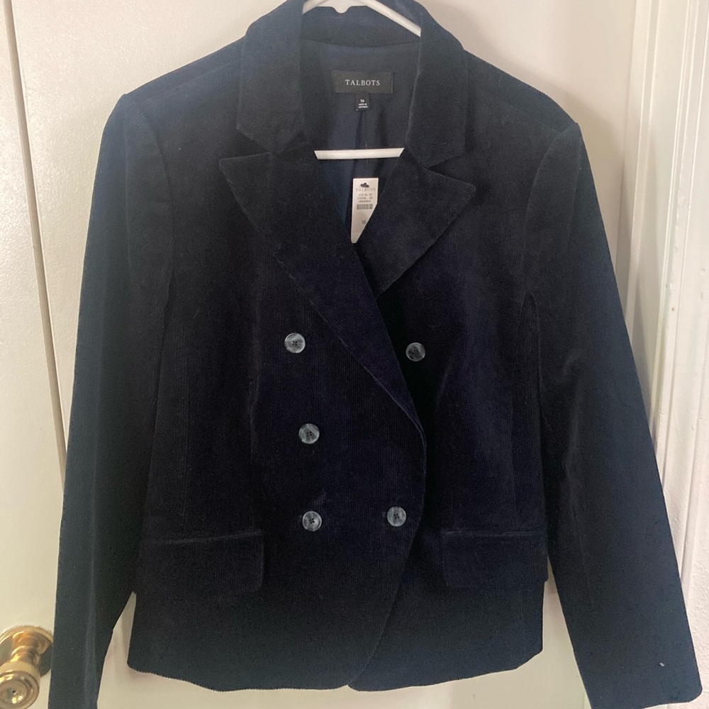 Talbots Women’s Black Corduroy Blazer Classic Tailored Design Size 16